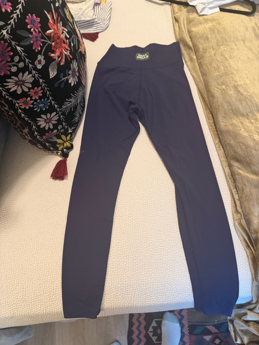Daily Drills Girls Dark Blue High-Waist Leggings